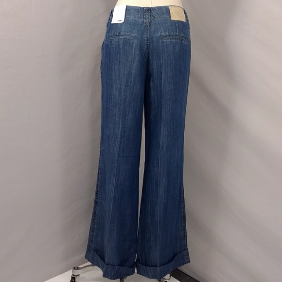 Retro Bell Bottom Blue Jeans w Cuffs Lyocell Denim Soft NWT See Measurements - Picture 3 of 8